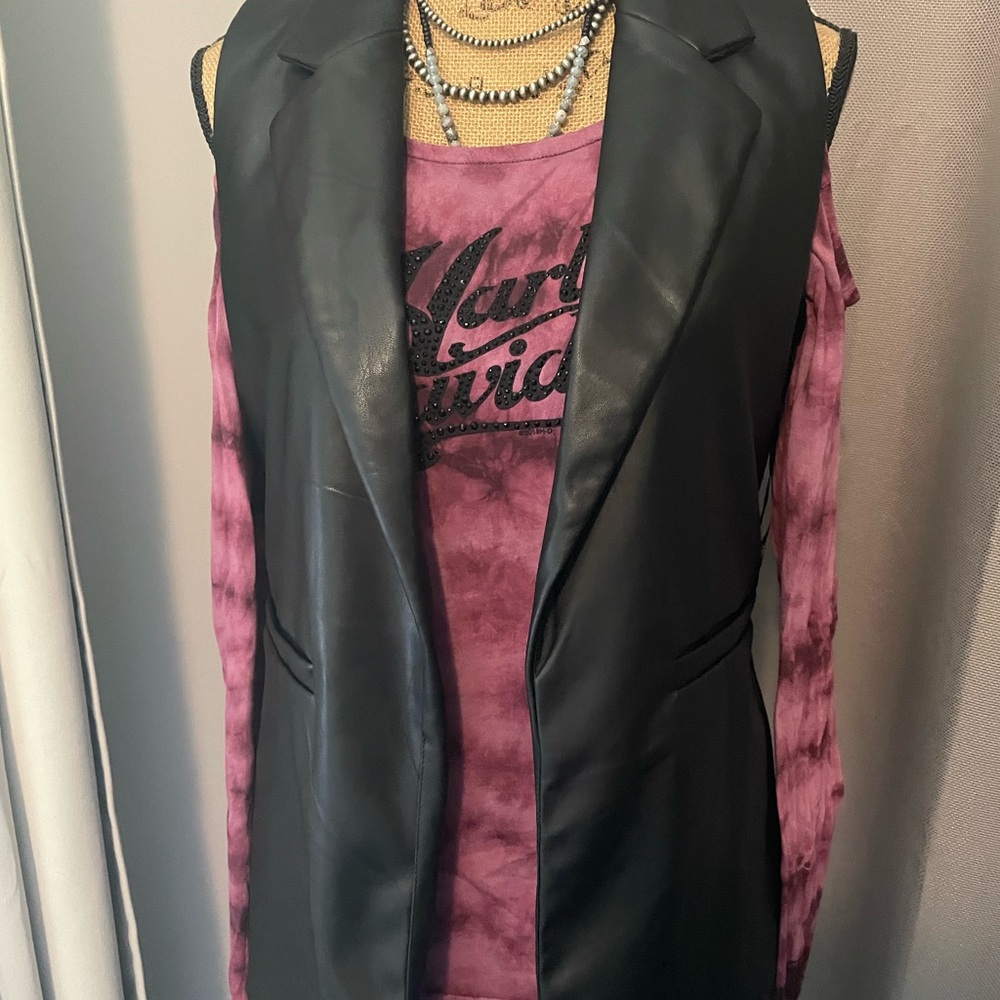 Faux leather vest